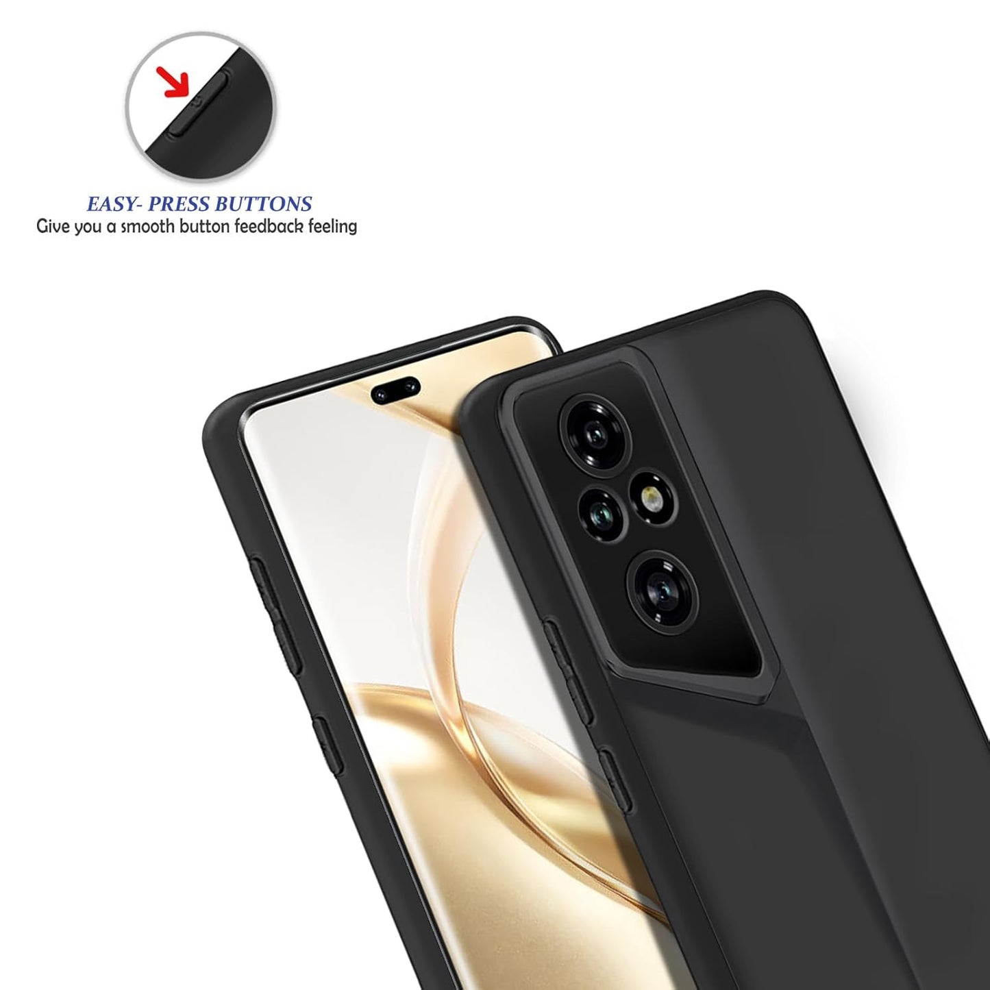 Solimo Rubber Ultra-Thin Blade Runner Series Matte Finished Camera Protection Soft Back Cover for Honor 200 Pro 5G - Black